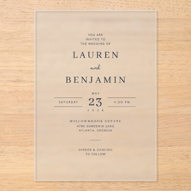 Elegant Black Minimalist Wedding Invitation (Front)