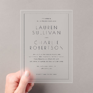 Elegant Black Minimalist Wedding Invitation