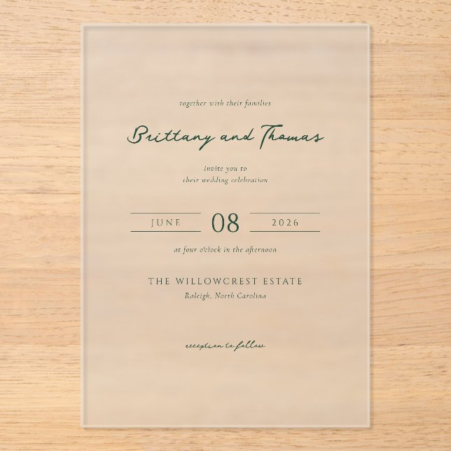 Elegant Black Minimalist Wedding Invitation (Front)