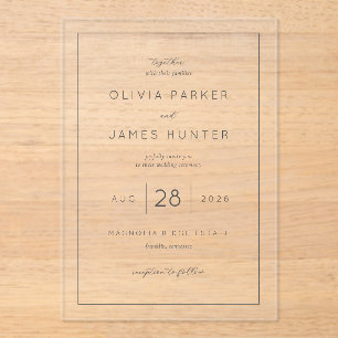 Elegant Black Minimalist Wedding Invitation