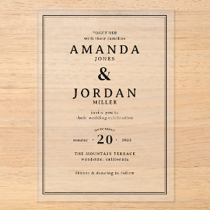 Elegant Black Minimalist Wedding Invitation