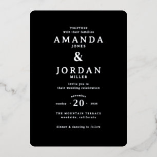 Elegant Black Minimalist Wedding Invitation