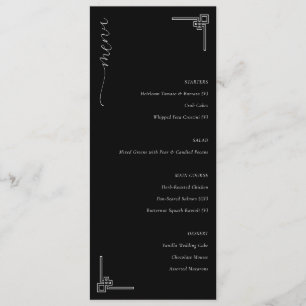 Elegant Black Minimalist Wedding Menu