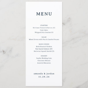 Elegant Black Minimalist Wedding Menu