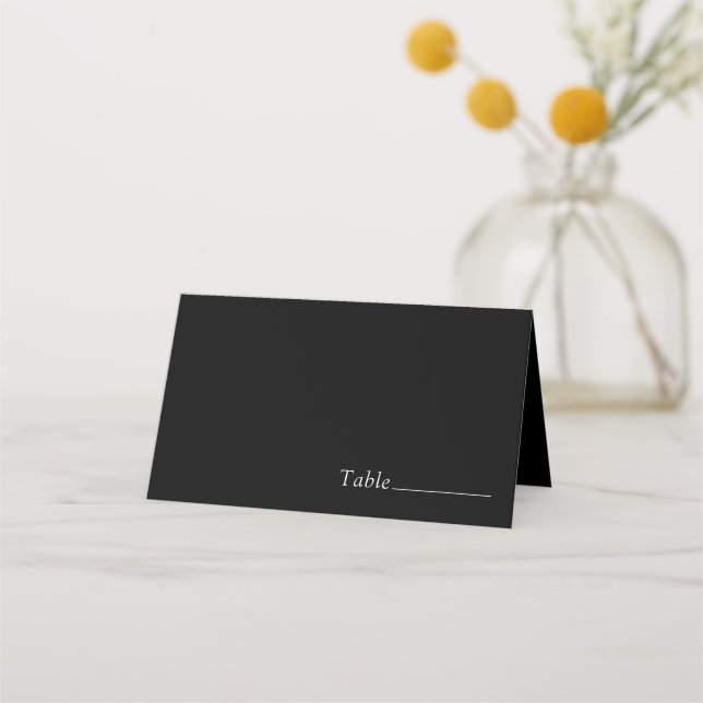 Elegant Black Minimalist Wedding Place Card (Front)