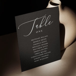 Elegant Black Minimalist Wedding Seating Chart Invitation