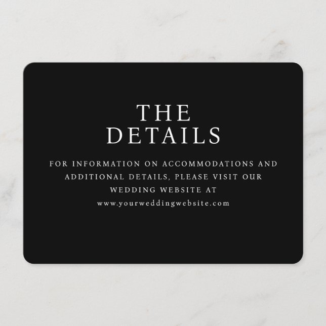 Elegant Black Minimalist Wedding Website Card (Front)