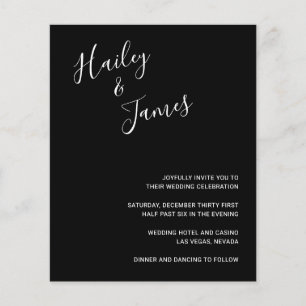 Elegant Black Modern Budget Wedding Invite