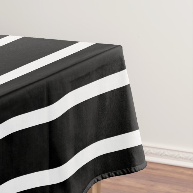 Elegant Black Modern Lines Stylish  Tablecloth (In Situ)