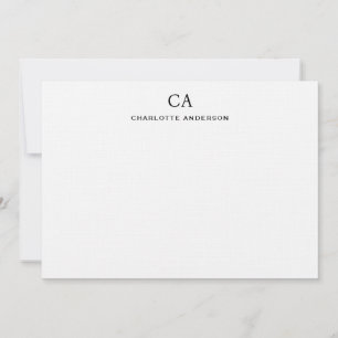 Elegant Black Modern Monogram Initial Note Card