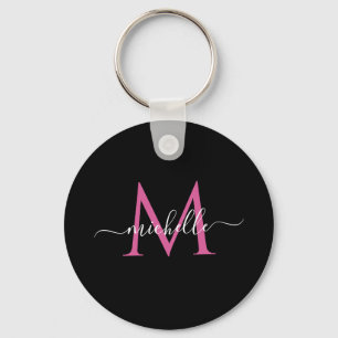 elegant black modern monogram key ring