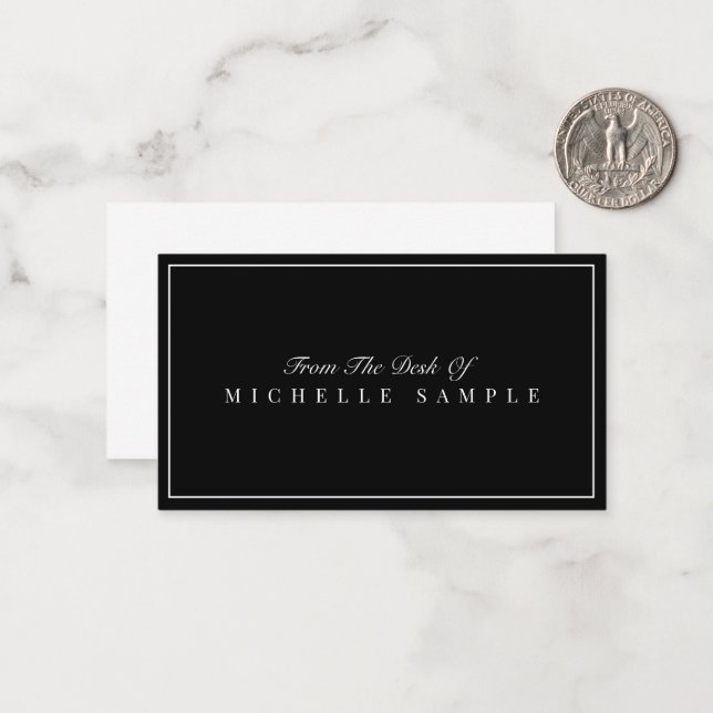 Elegant Black Modern Personalised Office Name Card (Front/Back In Situ)