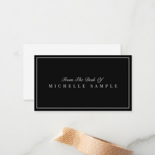 Elegant Black Modern Personalised Office Name Card