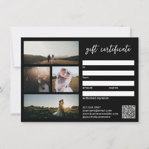 Elegant Black Modern Photography Gift Certificate