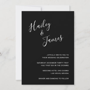 Elegant Black Modern Wedding Invitation