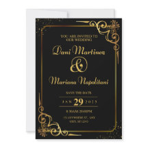 Elegant Black Modern Wedding Invitation Card