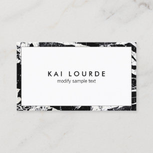 Elegant Black Modern White Marble Professional  Business Card