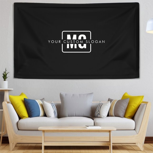 Elegant Black Monogram Branding Event Personalised Banner (Creator Uploaded)