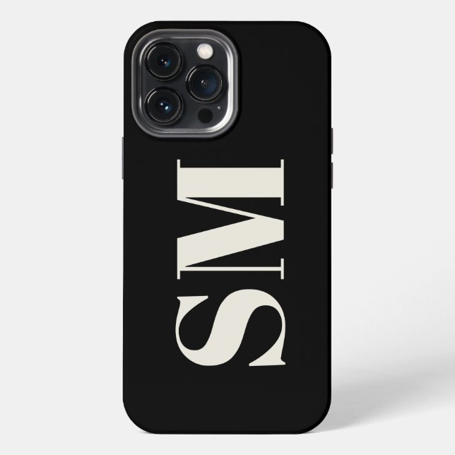 Elegant Black Monogram initial  iPhone Case (Back)