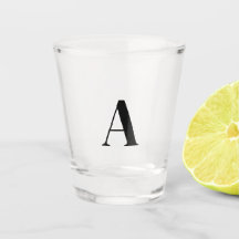 Elegant Black Monogram Initial Shot Glass
