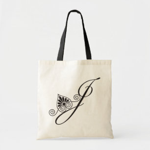 Elegant Black Monogram J Tote Bag