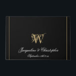 Elegant Black Monogram Names Newlyweds Wedding Doormat<br><div class="desc">Elegant Black Monogram Names Newlyweds Wedding Doormat. Personalised black monogrammed doormat with elegant classic script for the family name initial, names of the bride and groom and date on a solid chic black background. Perfect gift for newly weds, or beautiful for your own home. Click personalise this template to customise...</div>