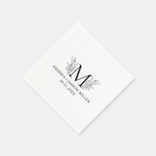 Elegant black monogram newlywed  napkin