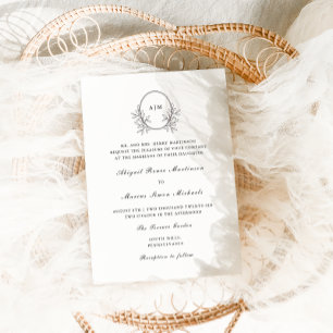 Elegant Black Monogram QR Rsvp Photo Wedding Invitation