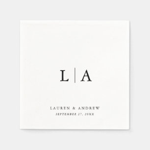 Elegant Black Monogram Simple Minimalist Wedding Napkin