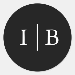 Elegant Black Monogram Wedding Classic Round Sticker