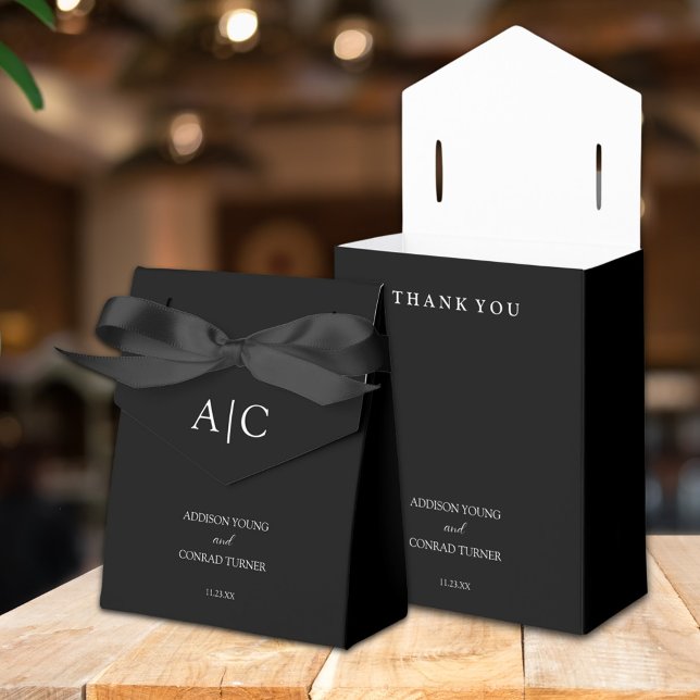 Elegant  Black Monogram Wedding Favour Box (Creator Uploaded)