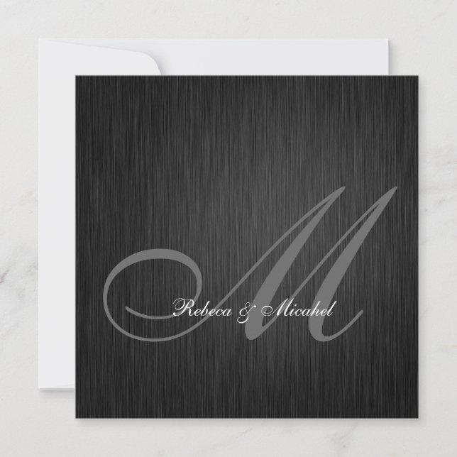 Elegant Black Monogram Wedding Invitation (Front)