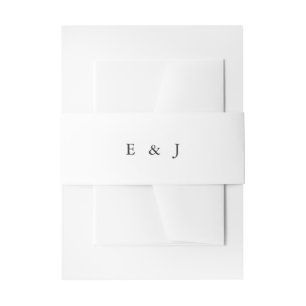 Elegant Black Monogram Wedding Invitation Belly Band
