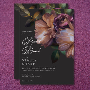 Elegant Black Moody Floral Bridal Brunch Invitation
