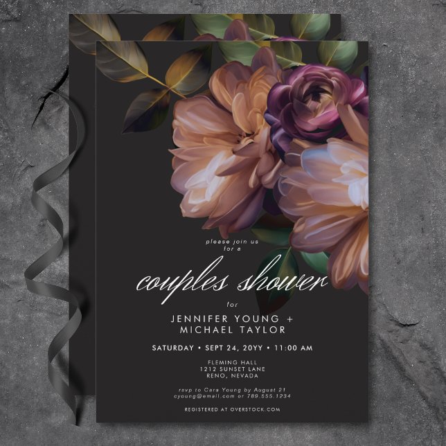 Elegant Black Moody Floral Couples Shower Invitation (Elegant Black Moody Floral Couples Shower Invitation)