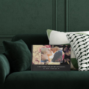 Elegant Black Moody Floral Photo Wedding Guest Book