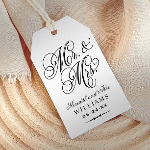 Elegant Black Mr and Mrs Script Wedding Favour Gift Tags