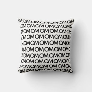 Elegant Black Mum Pattern on White Cushion