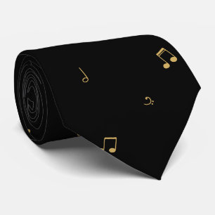 Elegant Black Musical Notes Pattern Tie
