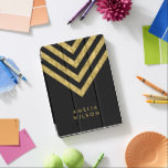Elegant Black Name Faux Gold Chevron Pattern iPad Pro Cover<br><div class="desc">Elegant black iPad pro cover featuring faux gold chevron pattern that you can personalise with your name. Great as gifts for family and friends or for yourself. Personalise it by replacing the placeholder text. For more options such as to change the font and its size click the "Customise" button. *Please...</div>