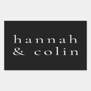 Elegant Black Names Rectangular Sticker