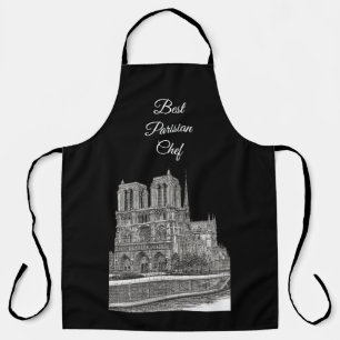 Elegant Black Notre Dame Best Parisian Chef Apron