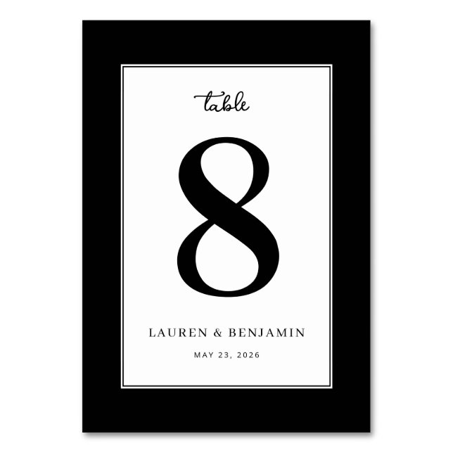 Elegant Black Number Table (Front)