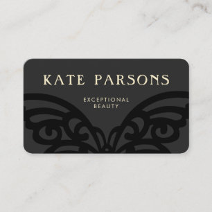 Elegant Black on Black Butterfly Business Card