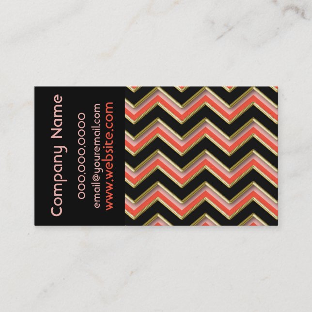 Elegant Black on Bright Coral  ZigZag  Business Business Card (Front)