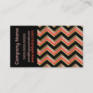 Elegant Black on Bright Coral ZigZag Business Card
