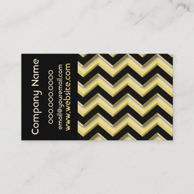 Elegant Black on Lemon Chiffon  ZigZag  Business Card (Front)