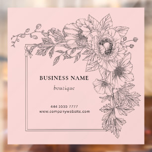 Elegant Black on Pink Floral Frame Salon Boutique 