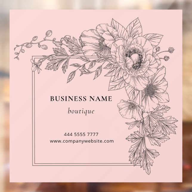 Elegant Black on Pink Floral Frame Salon Boutique  (Sheet 2)