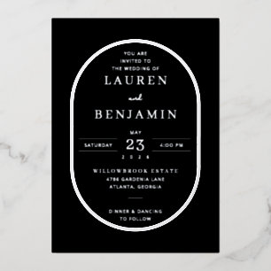 Elegant Black Oval Wedding Invitation